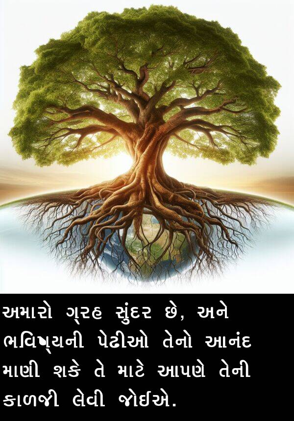 આનંદ: અમારો ગ્રહ સુંદર છે, અને ભવિષ્યની પેઢીઓ તેનો આનંદ માણી શકે તે માટે આપણે તેની કાળજી લેવી જોઈએ.