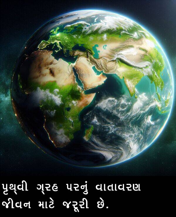જીવન: પૃથ્વી ગ્રહ પરનું વાતાવરણ જીવન માટે જરૂરી છે.