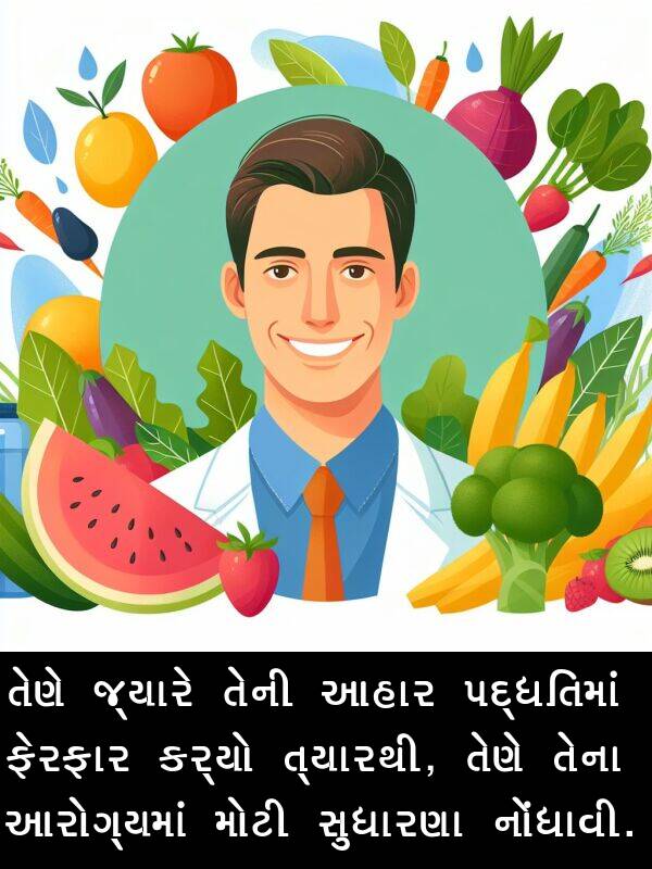 આરોગ્યમાં: તેણે જ્યારે તેની આહાર પદ્ધતિમાં ફેરફાર કર્યો ત્યારથી, તેણે તેના આરોગ્યમાં મોટી સુધારણા નોંધાવી.
