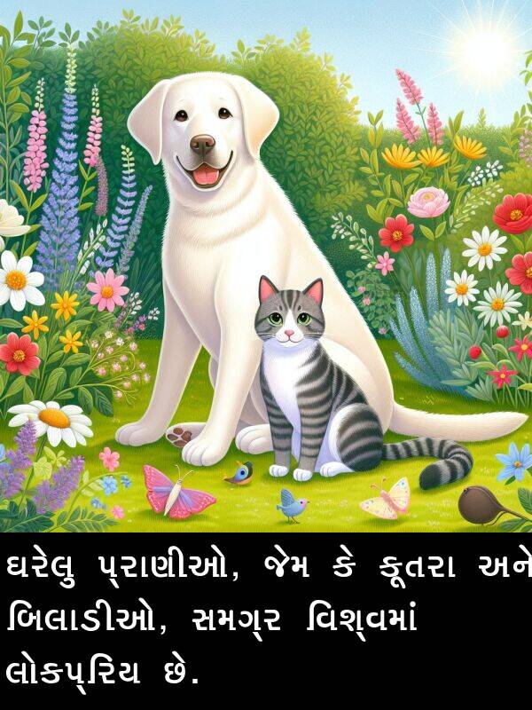 ઘરેલુ: ઘરેલુ પ્રાણીઓ, જેમ કે કૂતરા અને બિલાડીઓ, સમગ્ર વિશ્વમાં લોકપ્રિય છે.