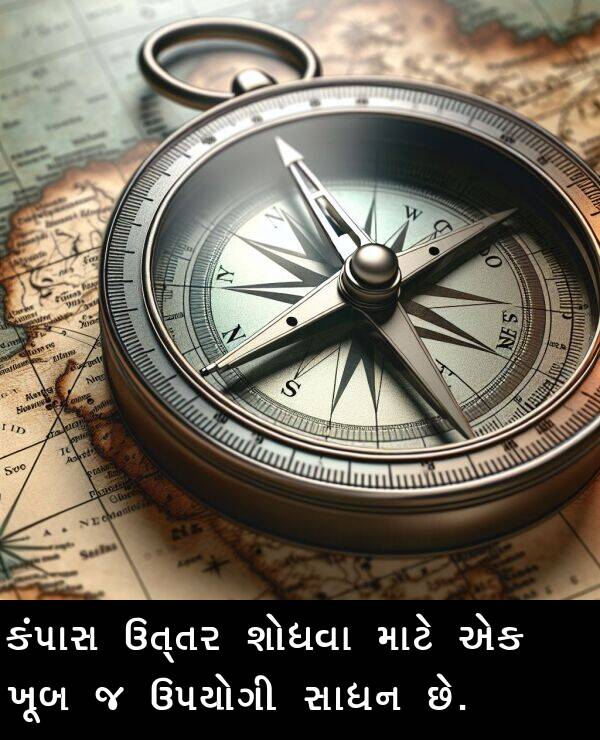ઉત્તર: કંપાસ ઉત્તર શોધવા માટે એક ખૂબ જ ઉપયોગી સાધન છે.