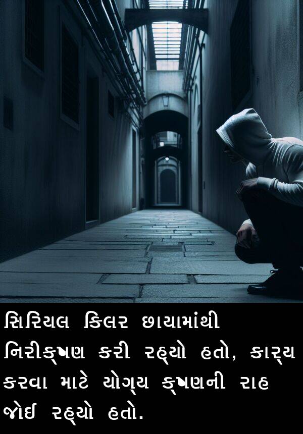 નિરીક્ષણ: સિરિયલ કિલર છાયામાંથી નિરીક્ષણ કરી રહ્યો હતો, કાર્ય કરવા માટે યોગ્ય ક્ષણની રાહ જોઈ રહ્યો હતો.