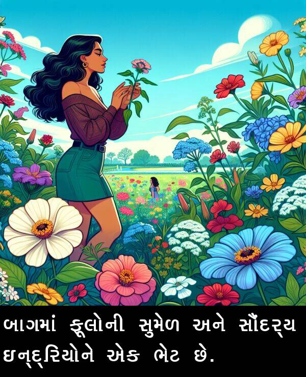 ઇન્દ્રિયોને: બાગમાં ફૂલોની સુમેળ અને સૌંદર્ય ઇન્દ્રિયોને એક ભેટ છે.