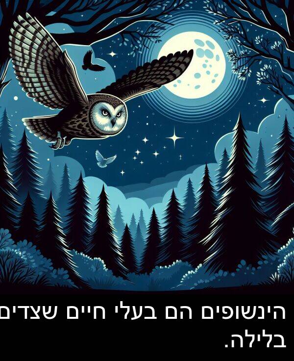 חיים: הינשופים הם בעלי חיים שצדים בלילה.