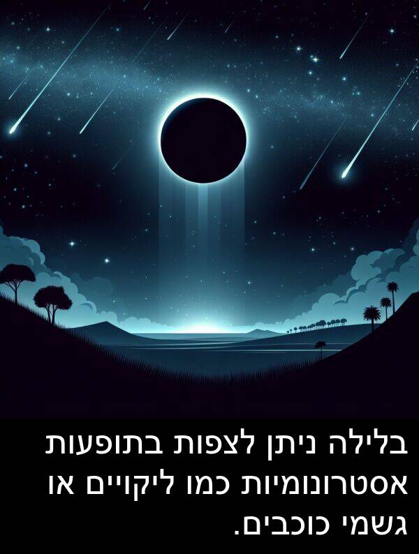 ניתן: בלילה ניתן לצפות בתופעות אסטרונומיות כמו ליקויים או גשמי כוכבים.