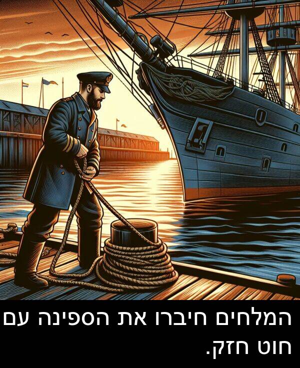חוט: המלחים חיברו את הספינה עם חוט חזק.