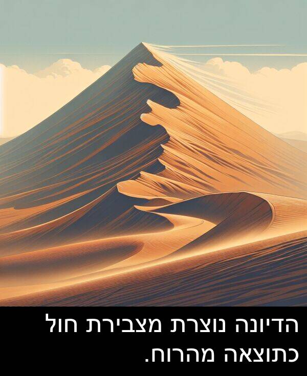 נוצרת: הדיונה נוצרת מצבירת חול כתוצאה מהרוח.
