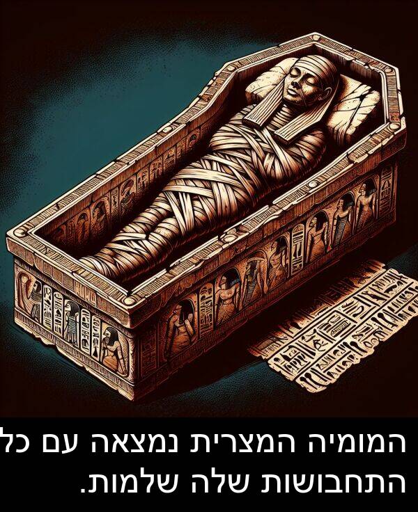 נמצאה: המומיה המצרית נמצאה עם כל התחבושות שלה שלמות.