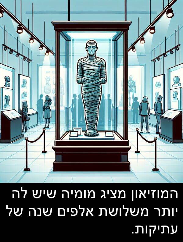 מציג: המוזיאון מציג מומיה שיש לה יותר משלושת אלפים שנה של עתיקות.