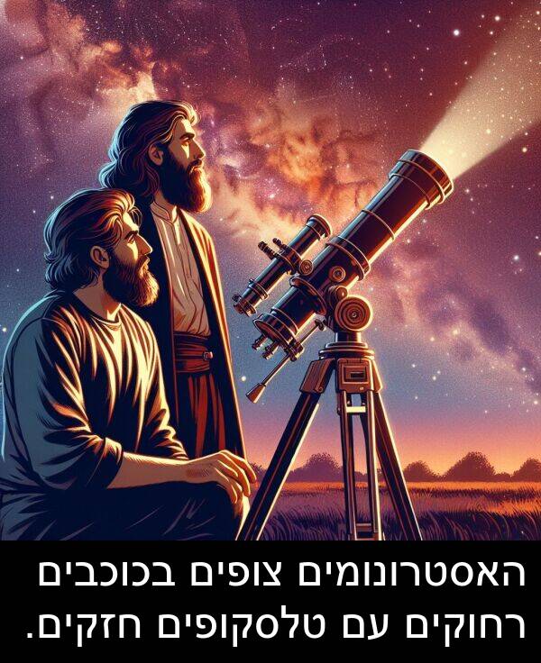צופים: האסטרונומים צופים בכוכבים רחוקים עם טלסקופים חזקים.