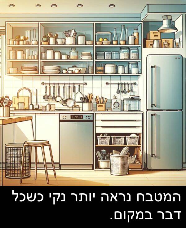 דבר: המטבח נראה יותר נקי כשכל דבר במקום.