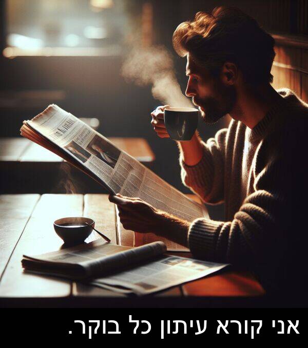 עיתון: אני קורא עיתון כל בוקר.