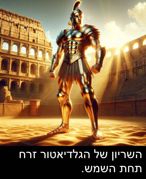 זרח: השריון של הגלדיאטור זרח תחת השמש.