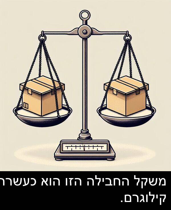 משקל: משקל החבילה הזו הוא כעשרה קילוגרם.