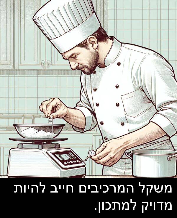 מדויק: משקל המרכיבים חייב להיות מדויק למתכון.