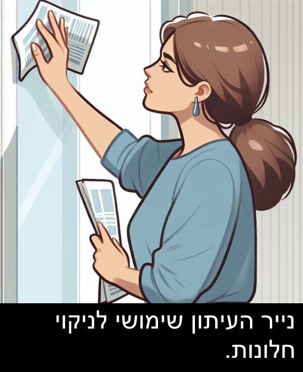 נייר: נייר העיתון שימושי לניקוי חלונות.