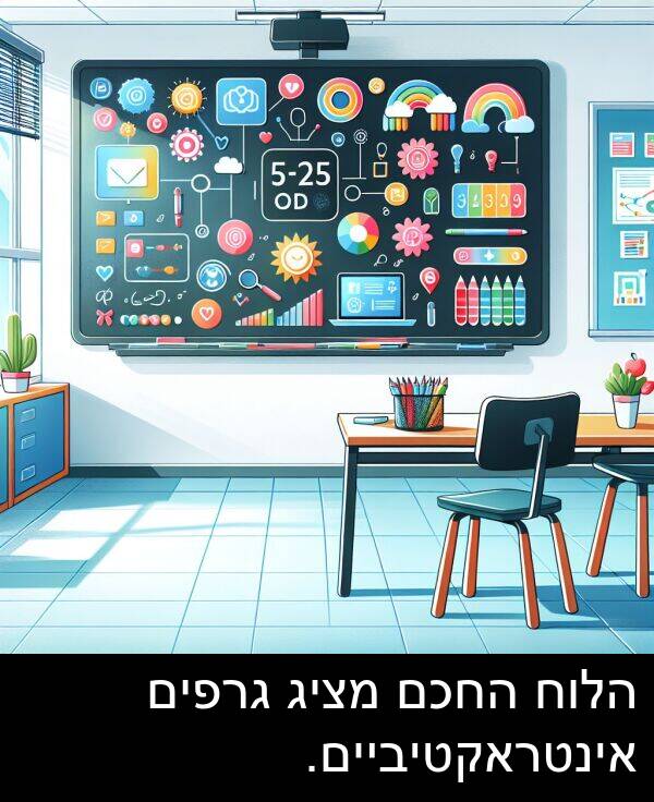 אינטראקטיביים: הלוח החכם מציג גרפים אינטראקטיביים.
