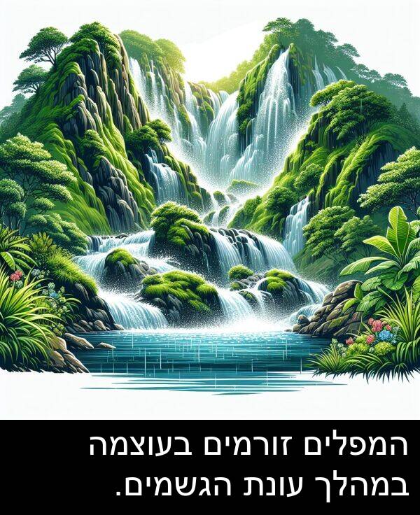 זורמים: המפלים זורמים בעוצמה במהלך עונת הגשמים.