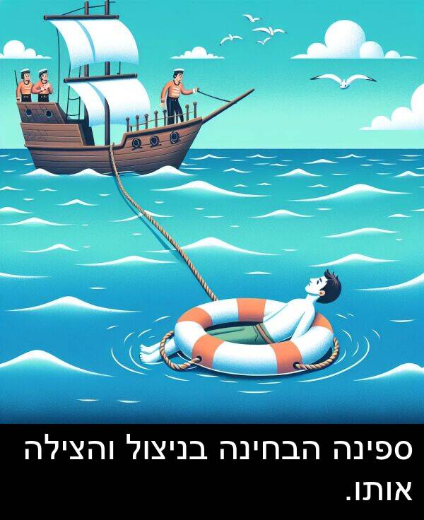 אותו: ספינה הבחינה בניצול והצילה אותו.