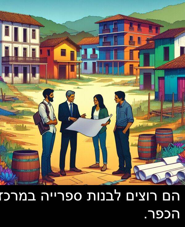 ספרייה: הם רוצים לבנות ספרייה במרכז הכפר.