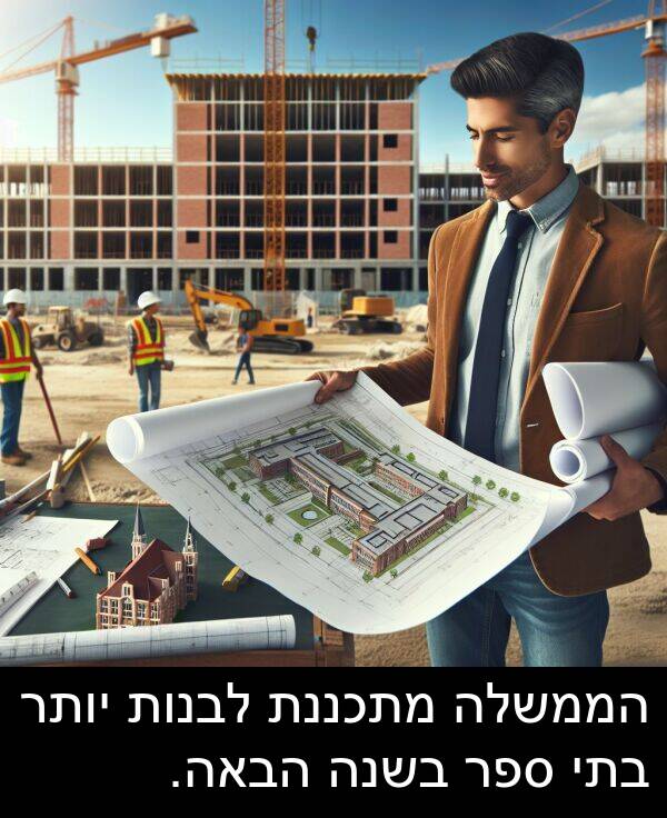 ספר: הממשלה מתכננת לבנות יותר בתי ספר בשנה הבאה.