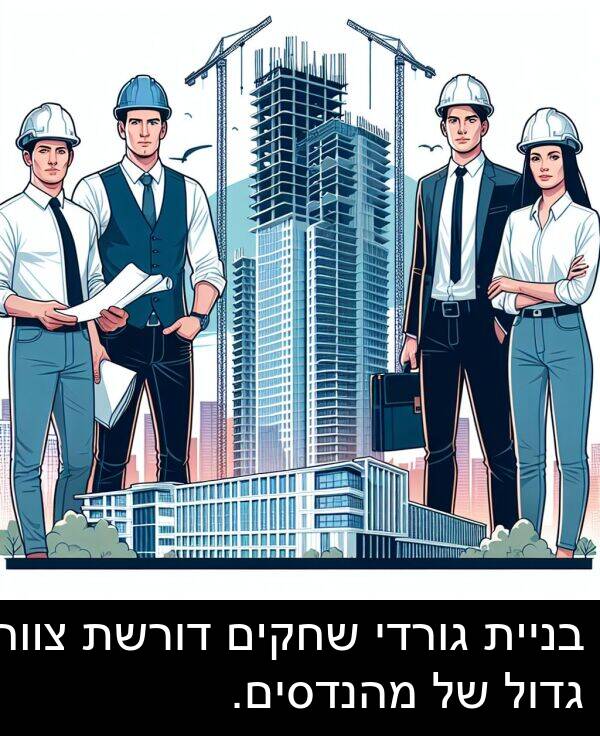צוות: בניית גורדי שחקים דורשת צוות גדול של מהנדסים.
