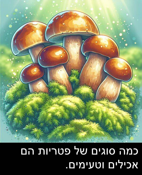 פטריות: כמה סוגים של פטריות הם אכילים וטעימים.