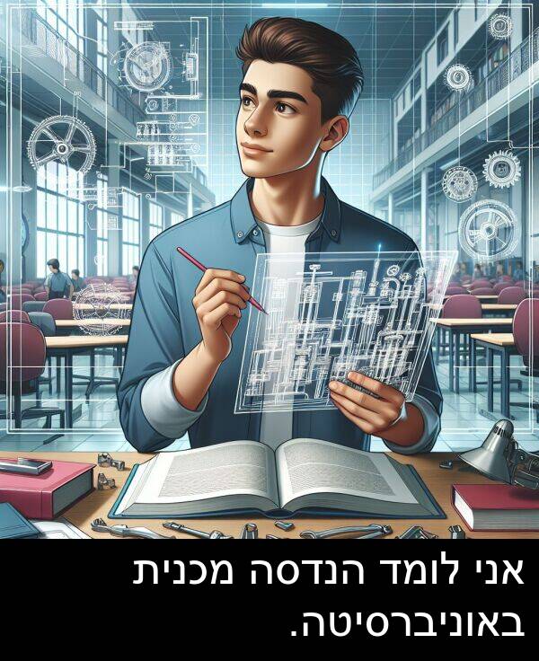 באוניברסיטה: אני לומד הנדסה מכנית באוניברסיטה.