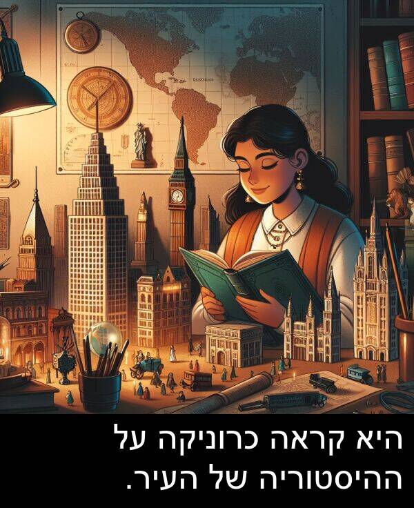 קראה: היא קראה כרוניקה על ההיסטוריה של העיר.