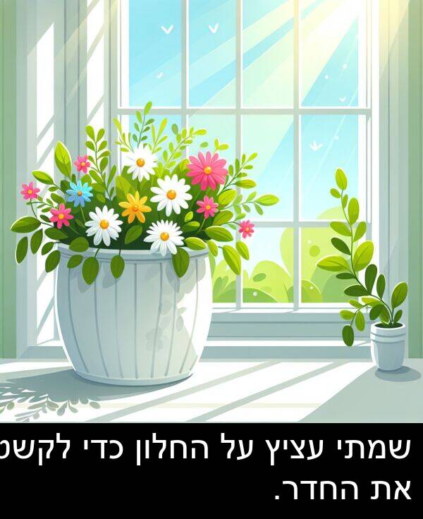 עציץ: שמתי עציץ על החלון כדי לקשט את החדר.
