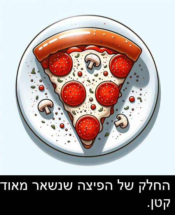 קטן: החלק של הפיצה שנשאר מאוד קטן.
