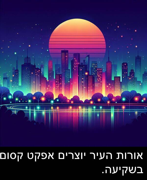 אורות: אורות העיר יוצרים אפקט קסום בשקיעה.