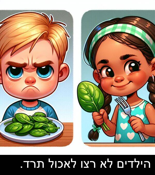 תרד: הילדים לא רצו לאכול תרד.