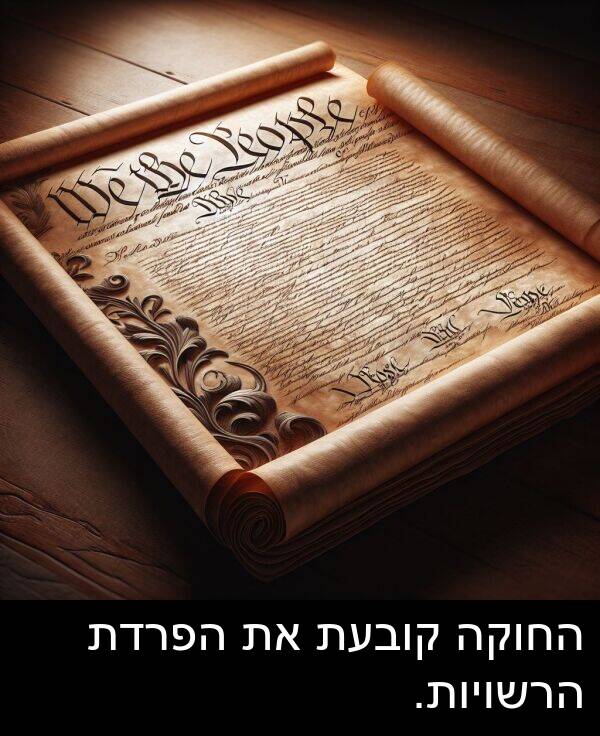קובעת: החוקה קובעת את הפרדת הרשויות.