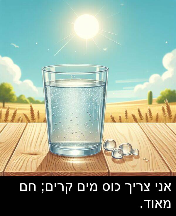 צריך: אני צריך כוס מים קרים; חם מאוד.