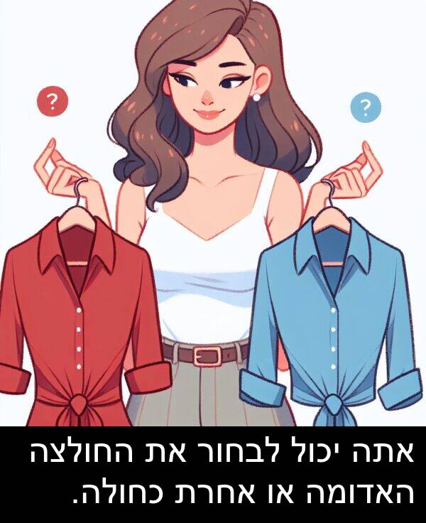 אחרת: אתה יכול לבחור את החולצה האדומה או אחרת כחולה.