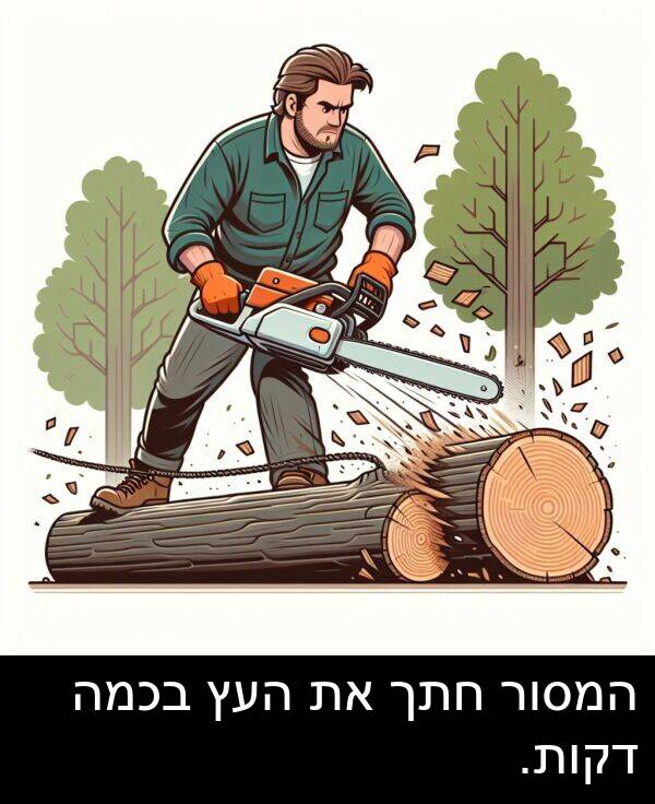 דקות: המסור חתך את העץ בכמה דקות.
