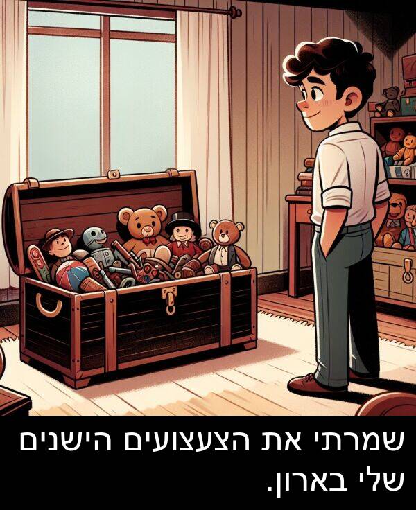 בארון: שמרתי את הצעצועים הישנים שלי בארון.