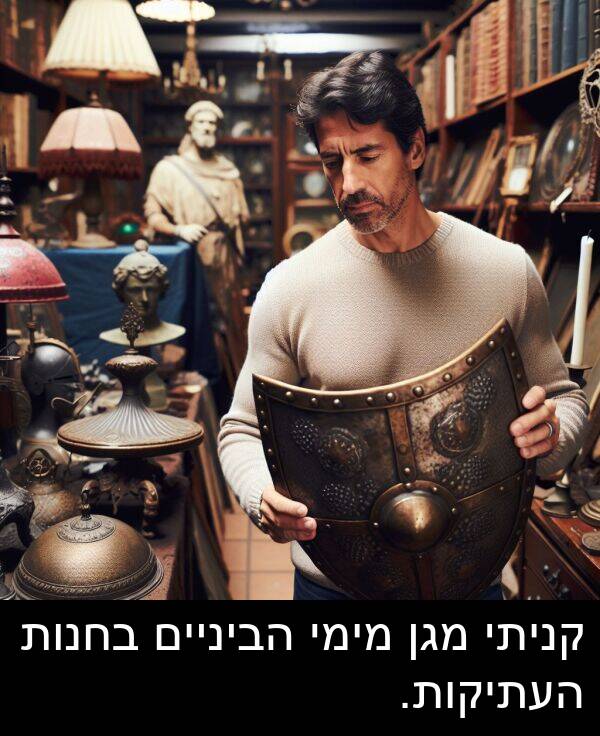 מגן: קניתי מגן מימי הביניים בחנות העתיקות.