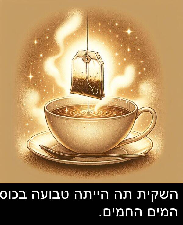 טבועה: השקית תה הייתה טבועה בכוס המים החמים.