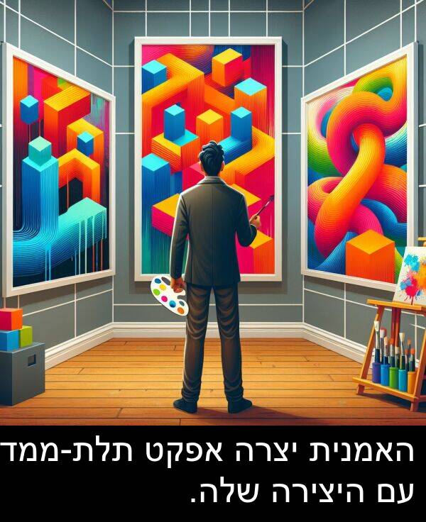 אפקט: האמנית יצרה אפקט תלת-ממדי עם היצירה שלה.