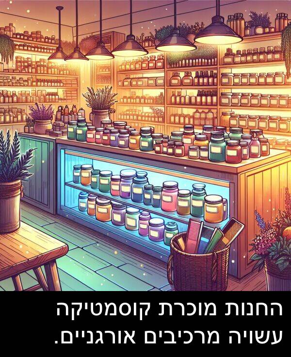 עשויה: החנות מוכרת קוסמטיקה עשויה מרכיבים אורגניים.