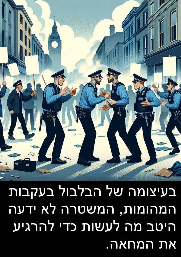 בעיצומה: בעיצומה של הבלבול בעקבות המהומות, המשטרה לא ידעה היטב מה לעשות כדי להרגיע את המחאה.