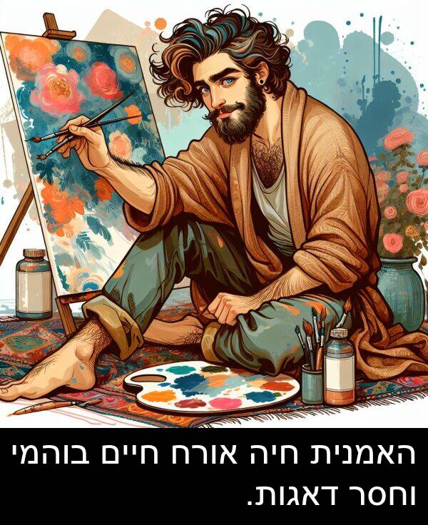 דאגות: האמנית חיה אורח חיים בוהמי וחסר דאגות.