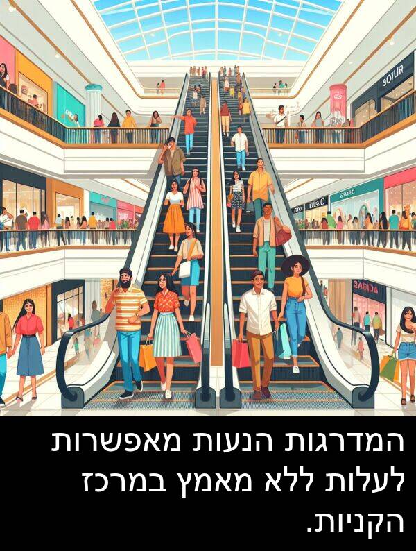 הנעות: המדרגות הנעות מאפשרות לעלות ללא מאמץ במרכז הקניות.