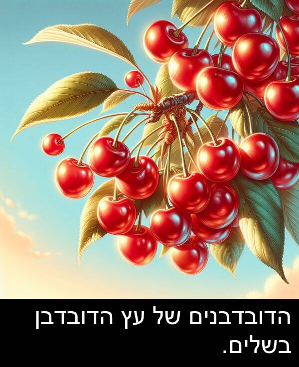 הדובדבנים: הדובדבנים של עץ הדובדבן בשלים.
