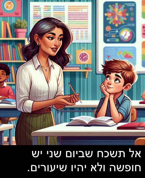 שביום: אל תשכח שביום שני יש חופשה ולא יהיו שיעורים.