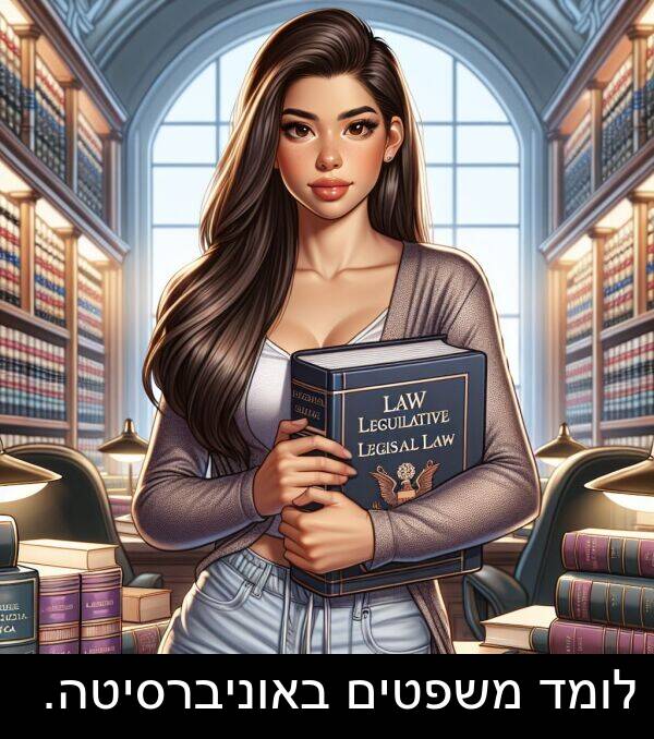 באוניברסיטה: לומד משפטים באוניברסיטה.