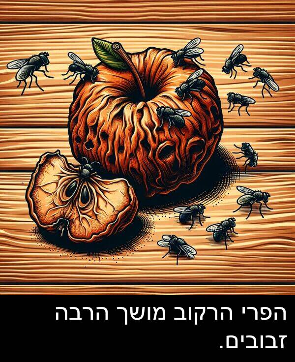 זבובים: הפרי הרקוב מושך הרבה זבובים.