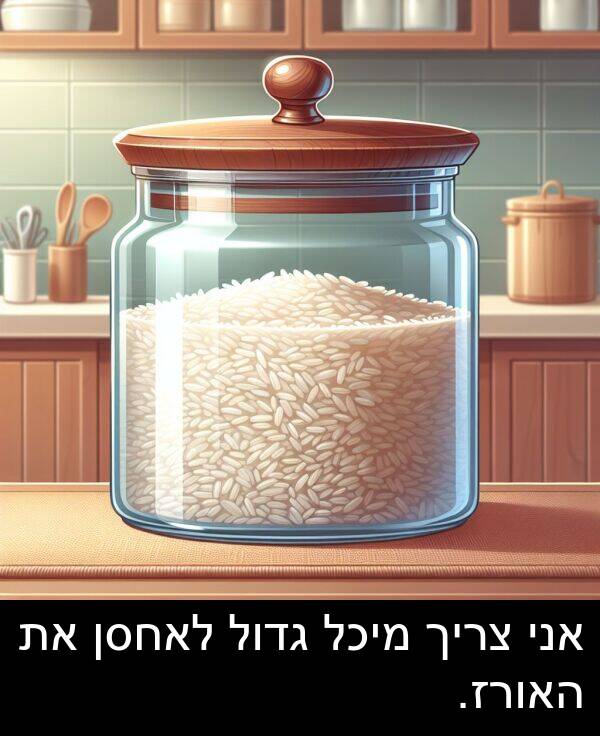 צריך: אני צריך מיכל גדול לאחסן את האורז.